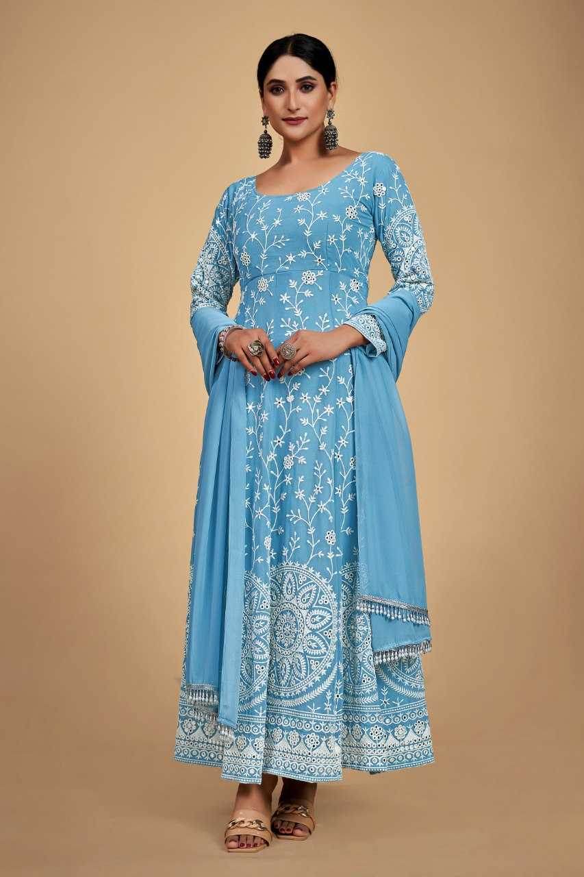 Georgette Embroidery Anarkali Long Gowns Sequin Gown - MYLUXURY LANE ENTERPRISE