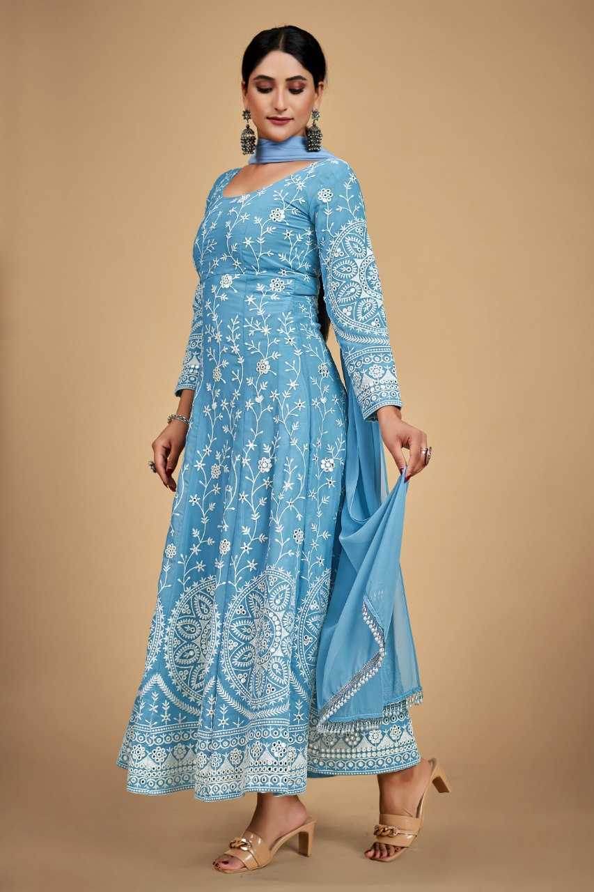 Georgette Embroidery Anarkali Long Gowns Sequin Gown - MYLUXURY LANE ENTERPRISE