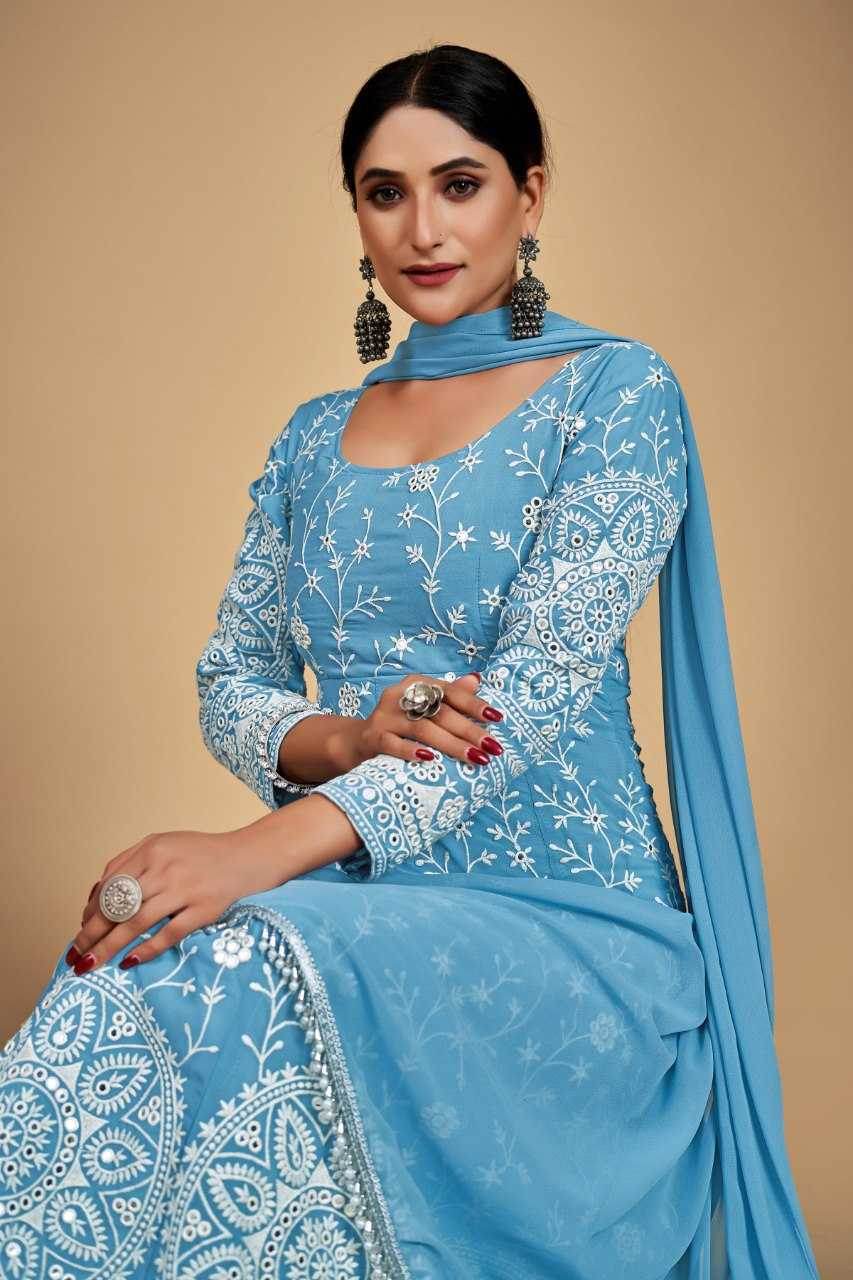 Georgette Embroidery Anarkali Long Gowns Sequin Gown - MYLUXURY LANE ENTERPRISE