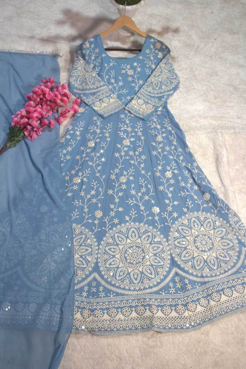 Georgette Embroidery Anarkali Long Gowns Sequin Gown - MYLUXURY LANE ENTERPRISE