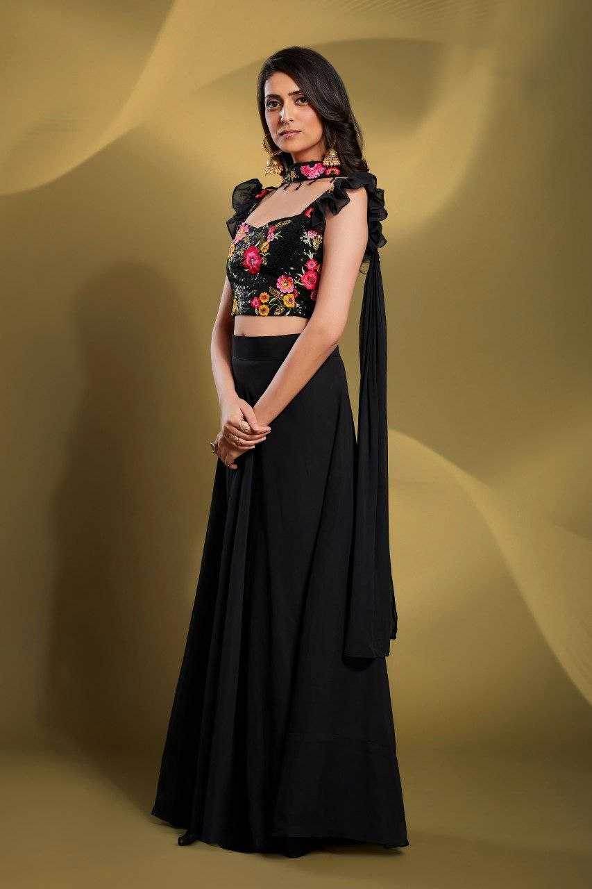 Georgette Indo-Western Lehenga - MYLUXURY LANE ENTERPRISE