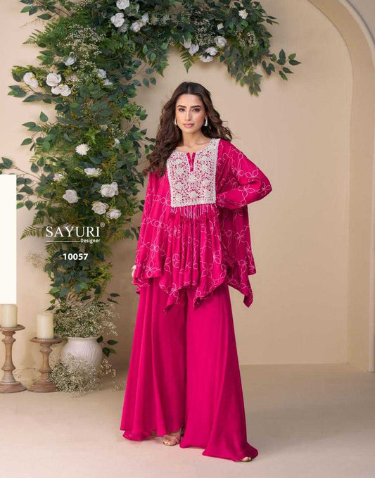 Heavy Chinnon Silk  Suit Embroidered Suit