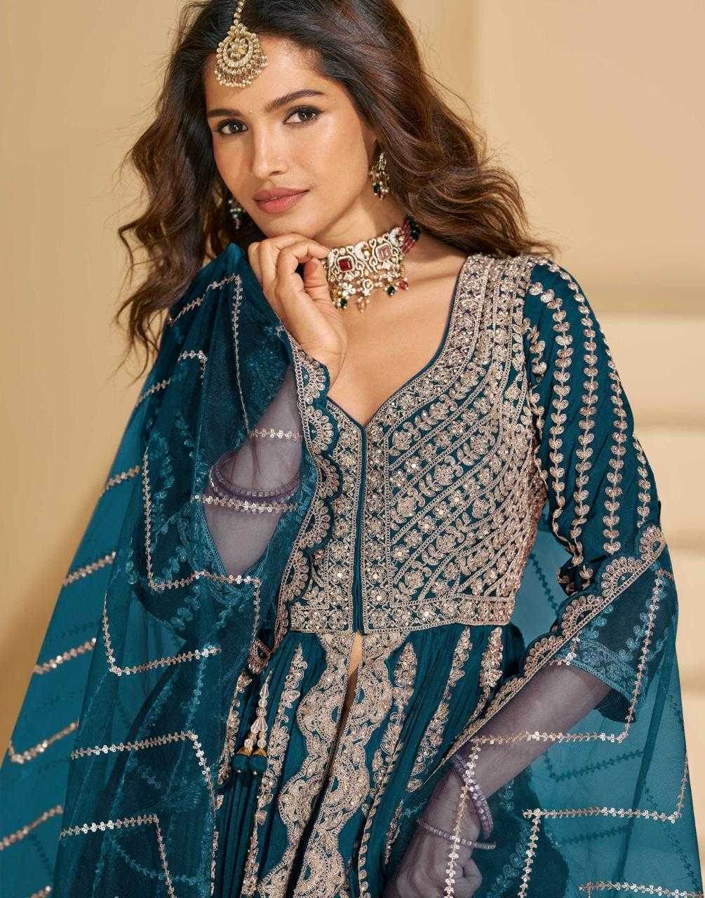 Heavy Chinnon Silk Embroidered Gown - MYLUXURY LANE ENTERPRISE