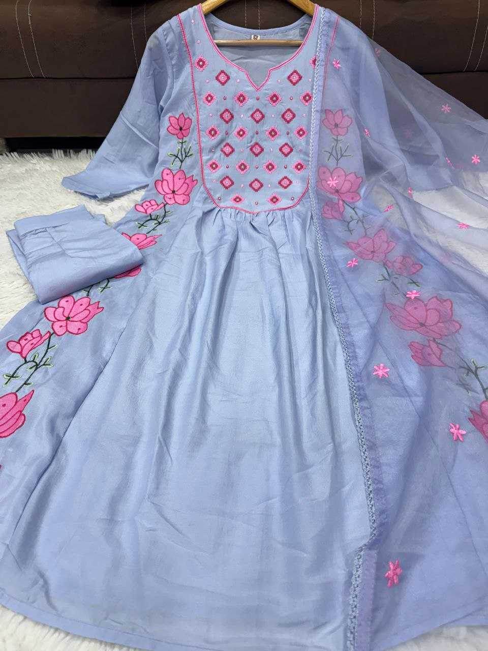 Heavy Parampara Embroidery Ladies Silk Suit - MYLUXURY LANE ENTERPRISE