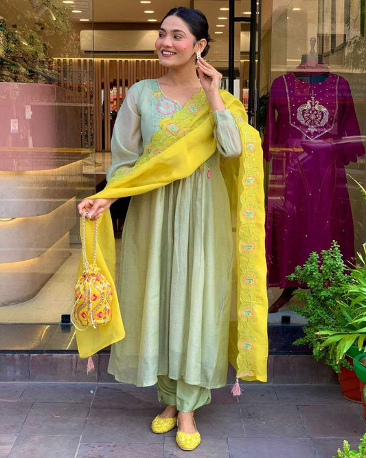Heavy Parampara  Printed  Embroidery Anarkali Gown