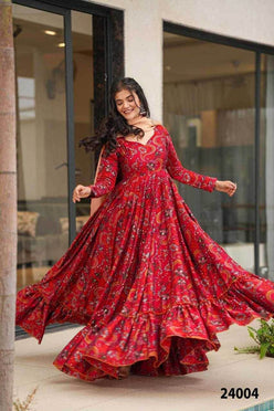 Elegant Heavy Rayon Gown with Exquisite Prints - MYLUXURY LANE ENTERPRISE