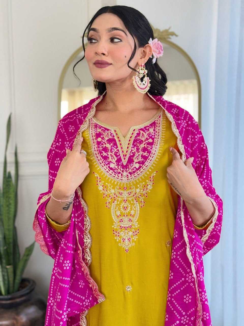 Heavy Roman Silk Embroidery Party wear suits