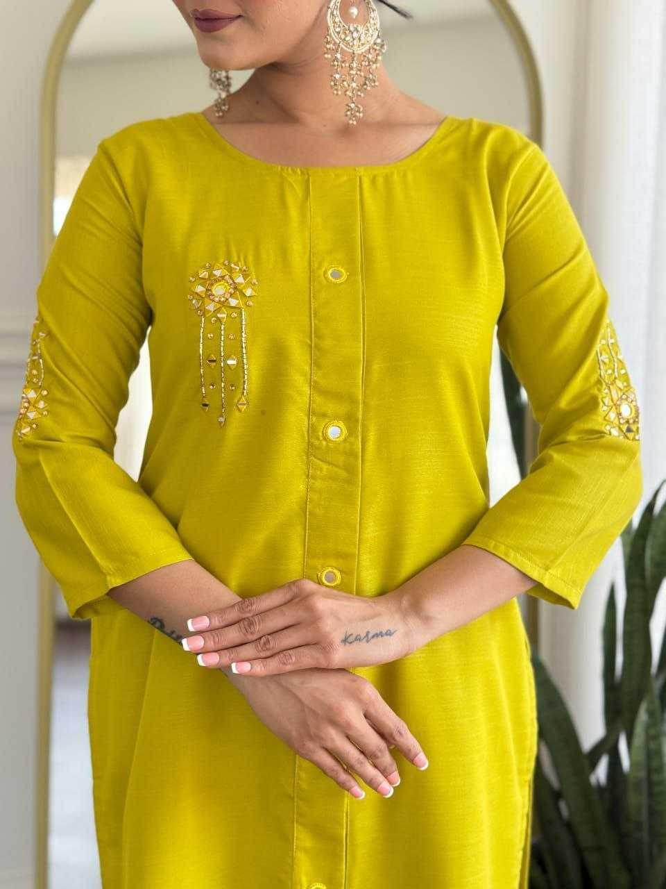 Heavy Roman Silk Casual Embroidered Kurti - MYLUXURY LANE ENTERPRISE