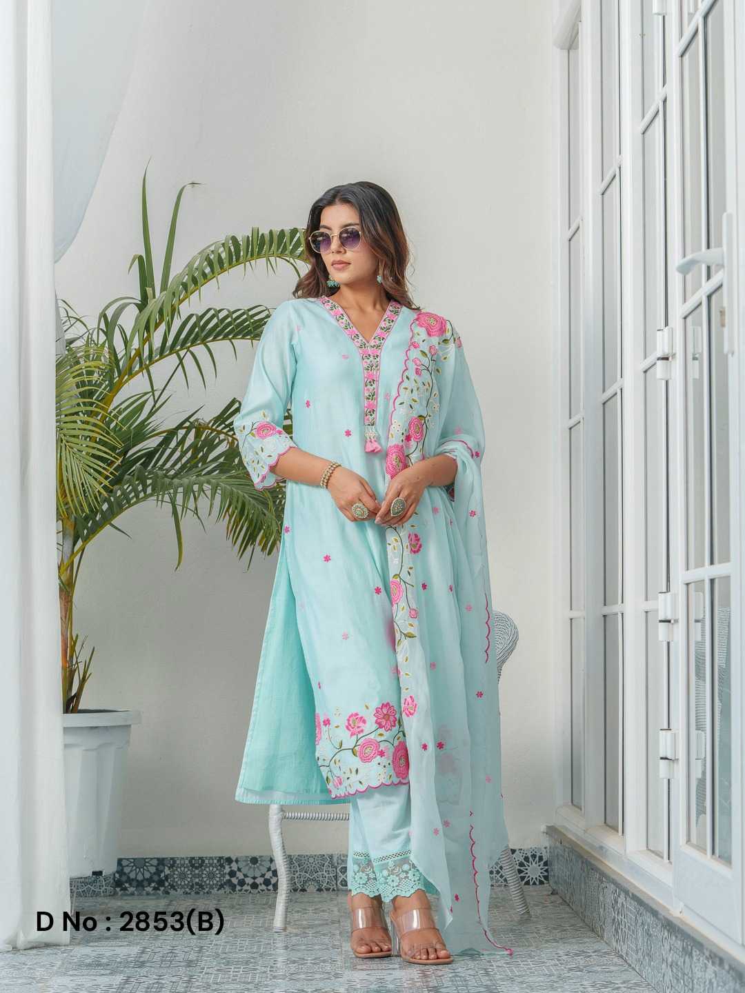 Heavy Roman Silk  Embroidery Casual Dresse