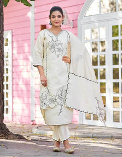 Heavy Roman Silk Embroidery Palazzo Suit - MYLUXURY LANE ENTERPRISE