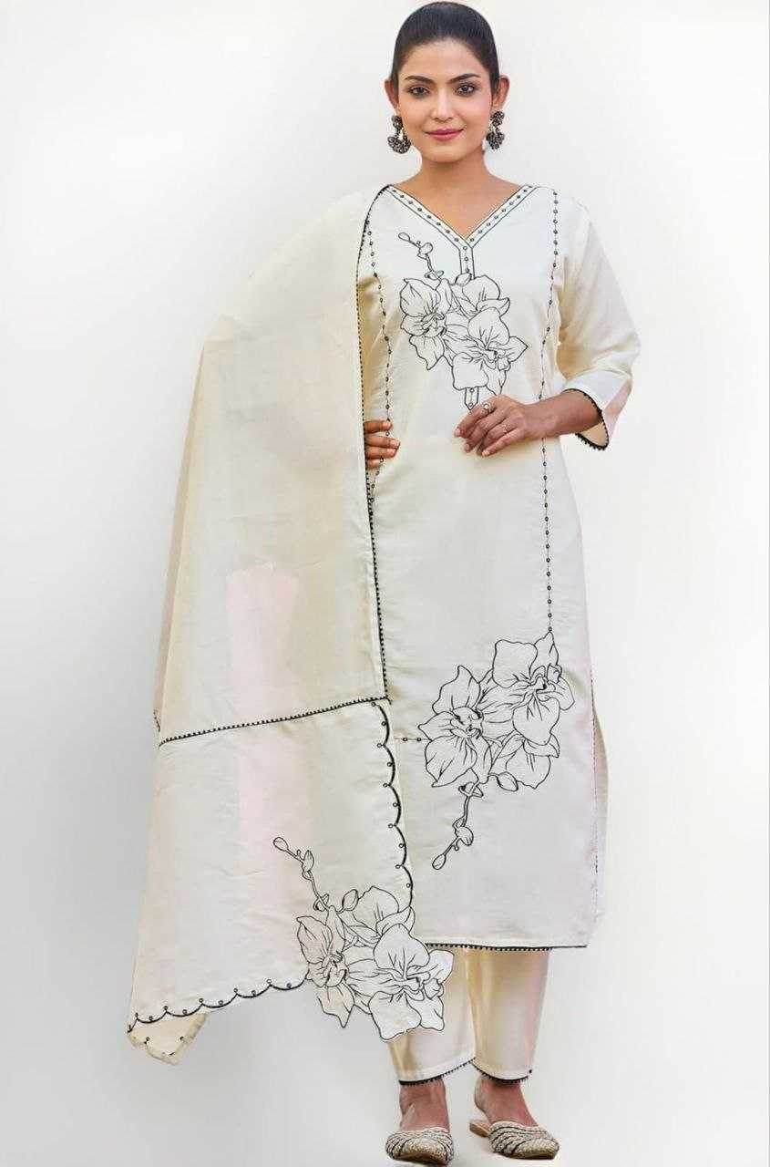 Heavy Roman Silk Embroidery Palazzo Suit - MYLUXURY LANE ENTERPRISE
