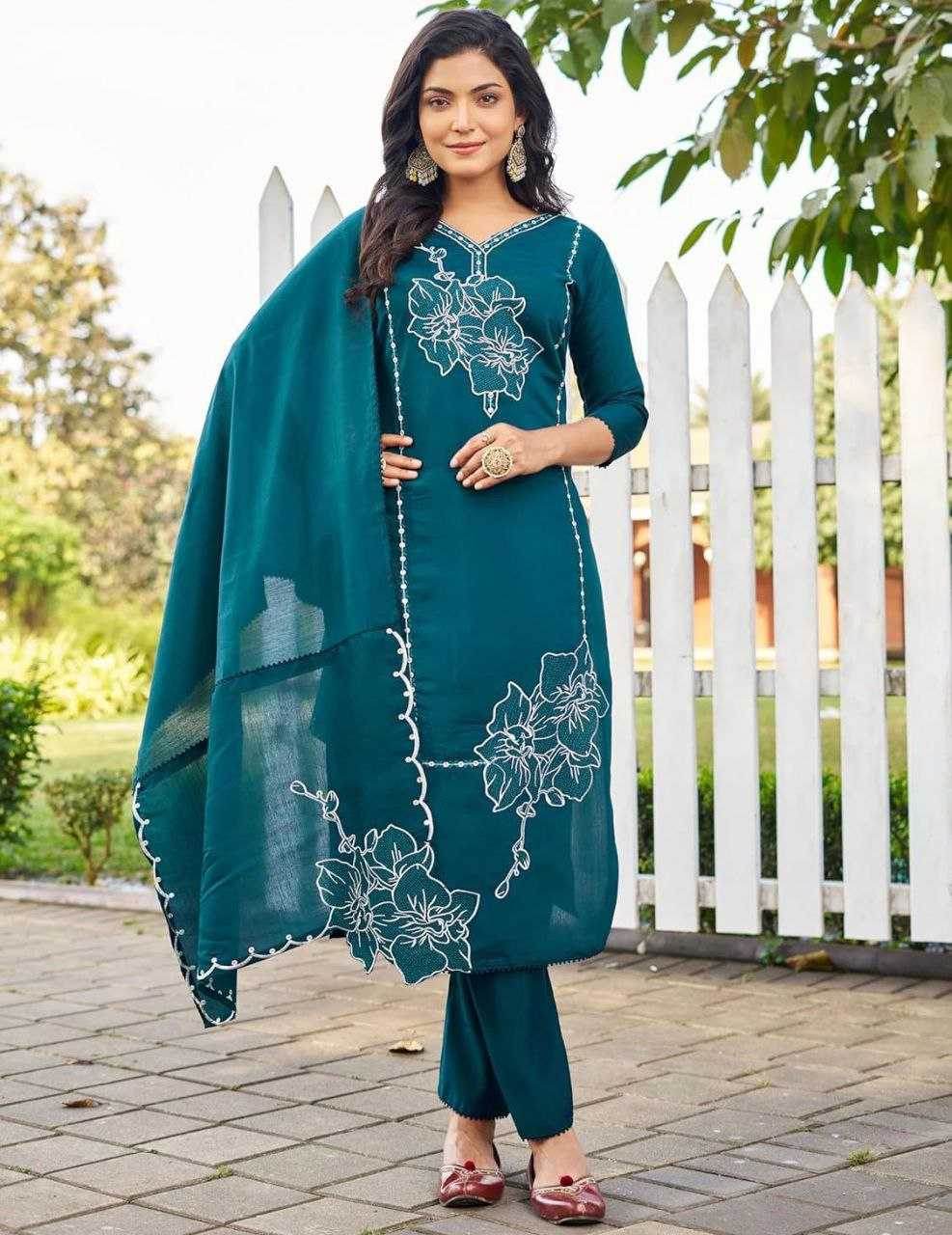 Heavy Roman Silk Embroidery Palazzo Suit - MYLUXURY LANE ENTERPRISE