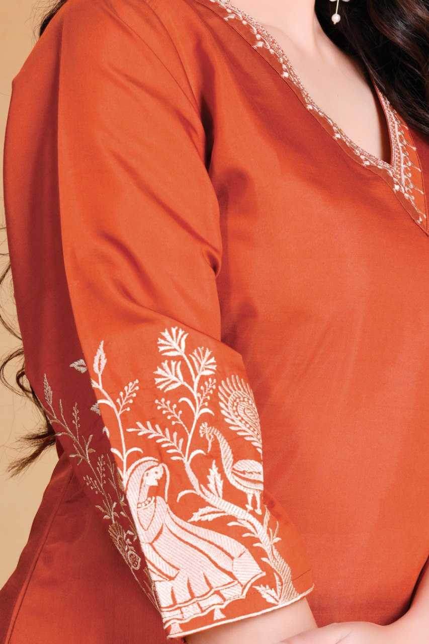 Heavy Roman Silk Embroidered Kurti - MYLUXURY LANE ENTERPRISE