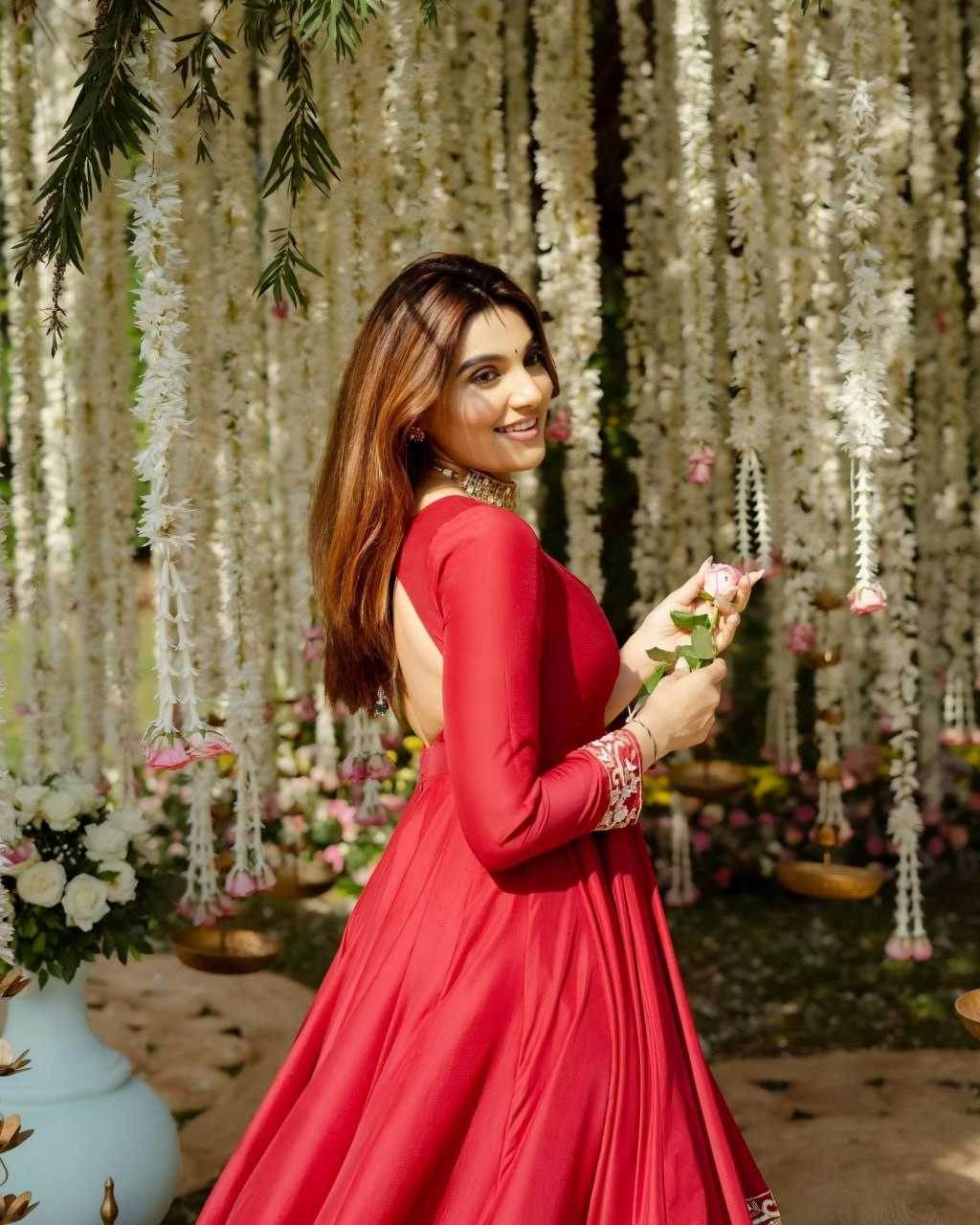 Heavy Roman Silk Embroidery Anarkali Sequin Gown - MYLUXURY LANE ENTERPRISE