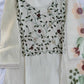 Heavy Roman Silk  Embroidered Silk White Kurti