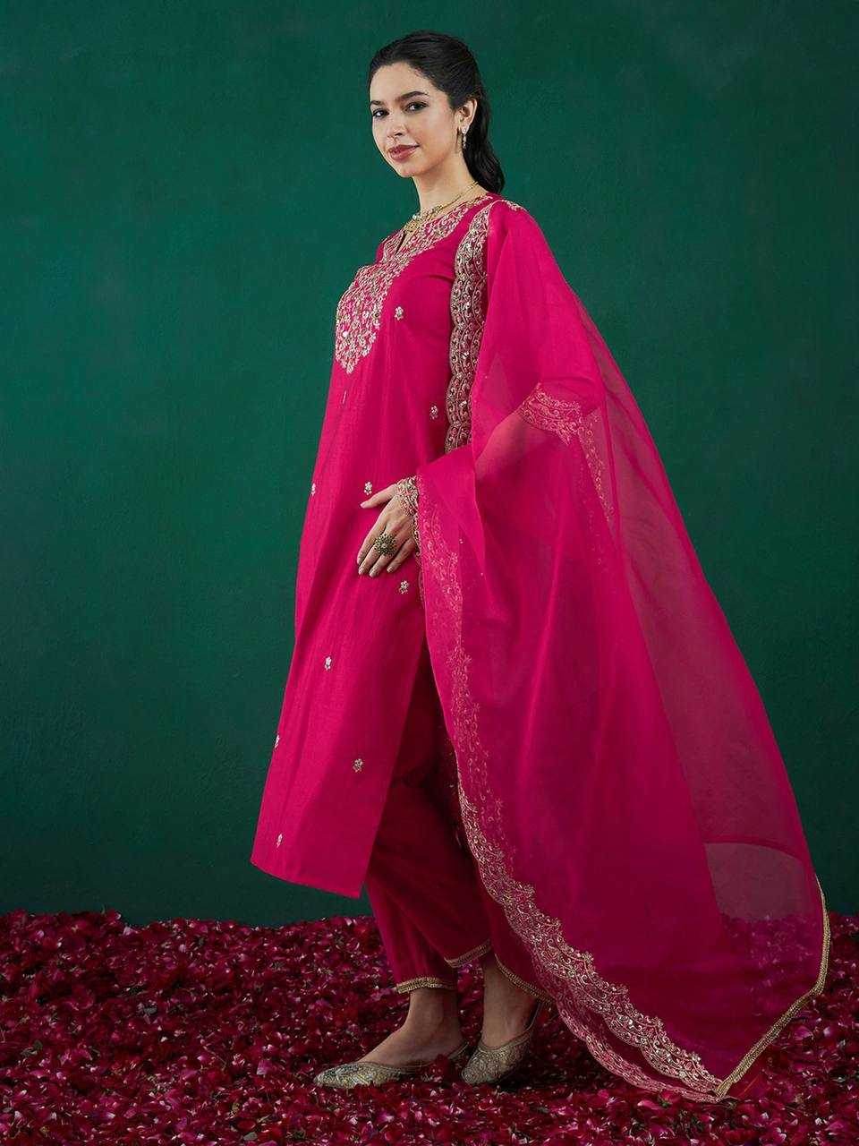 Heavy Roman Silk Alia Cut Embroidered Suits - MYLUXURY LANE ENTERPRISE