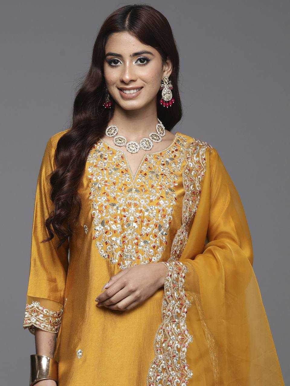 Heavy Roman Silk Alia Cut Embroidered Suits - MYLUXURY LANE ENTERPRISE