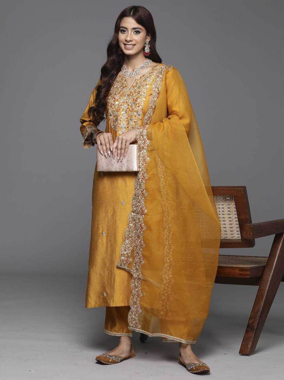Heavy Roman Silk Alia Cut Embroidered Suits - MYLUXURY LANE ENTERPRISE