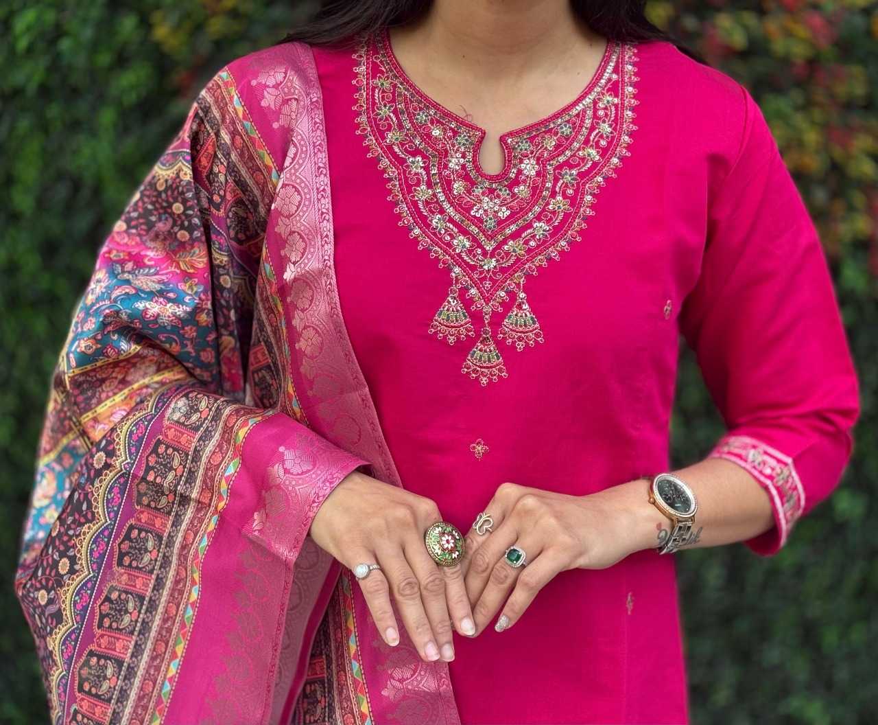 Heavy Roman Silk  Embroidery Suit