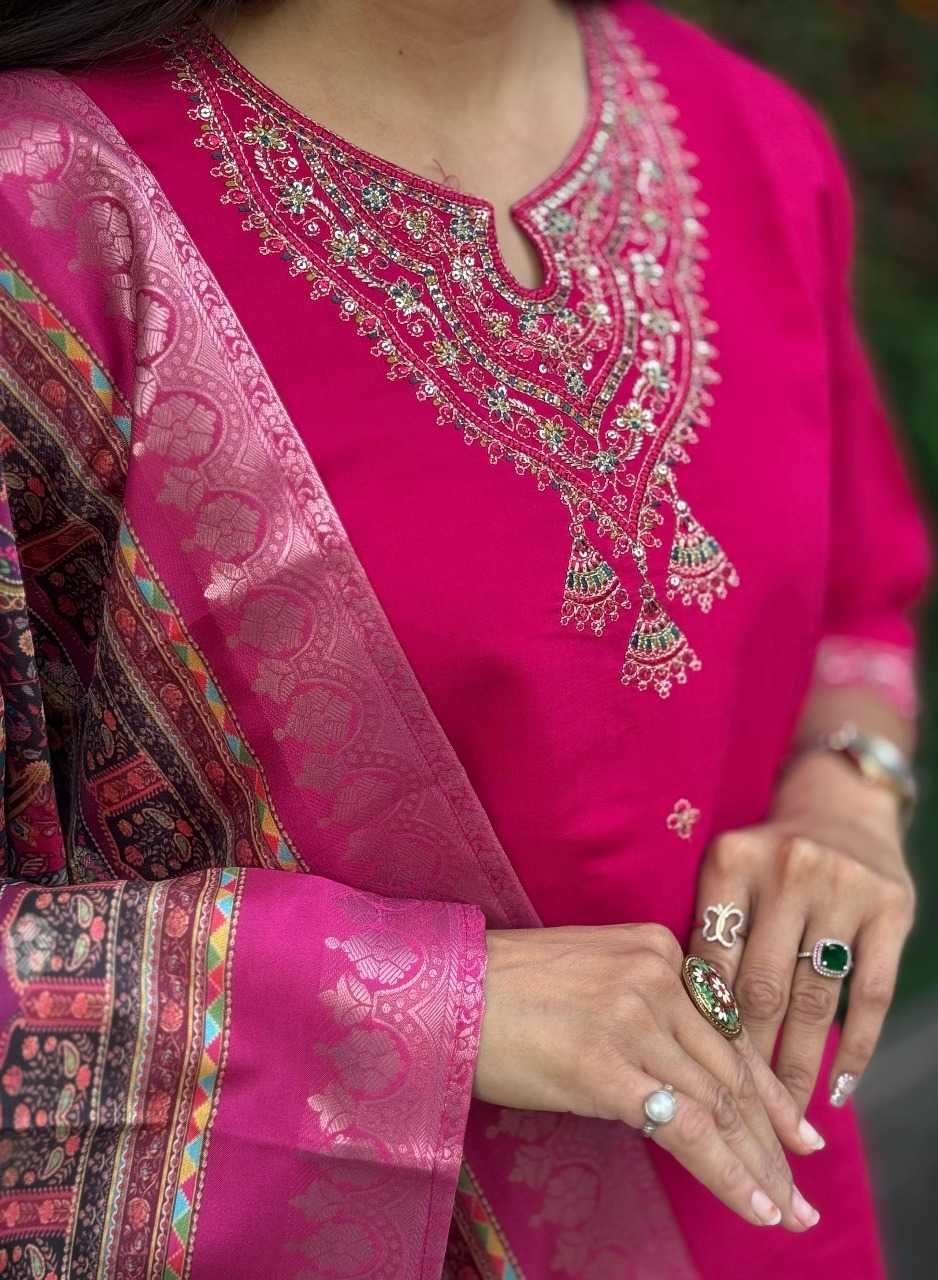 Heavy Roman Silk  Embroidery Suit