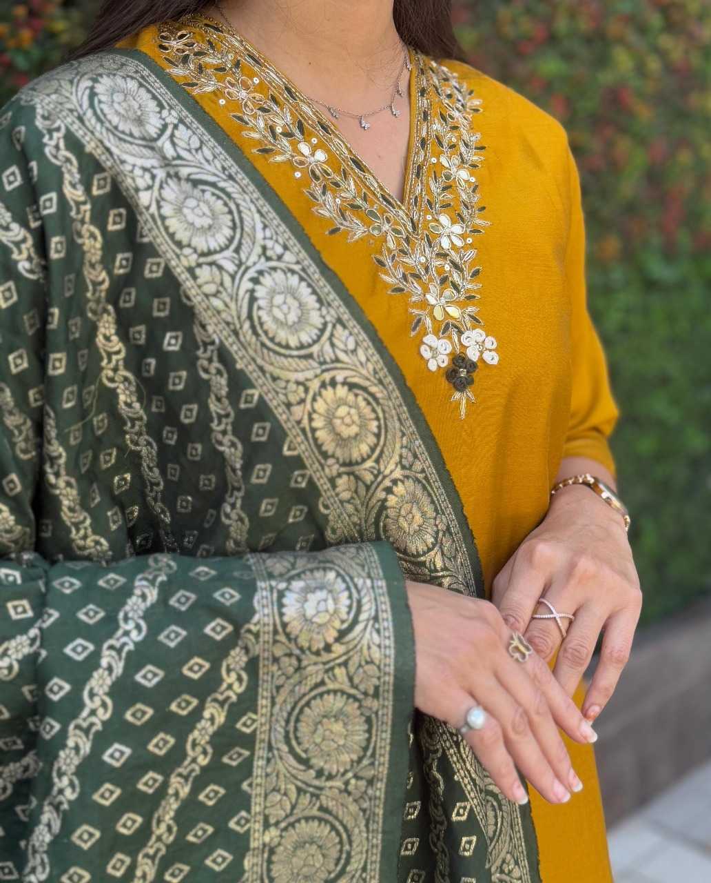 Heavy Roman Silk  Embroidery Suit