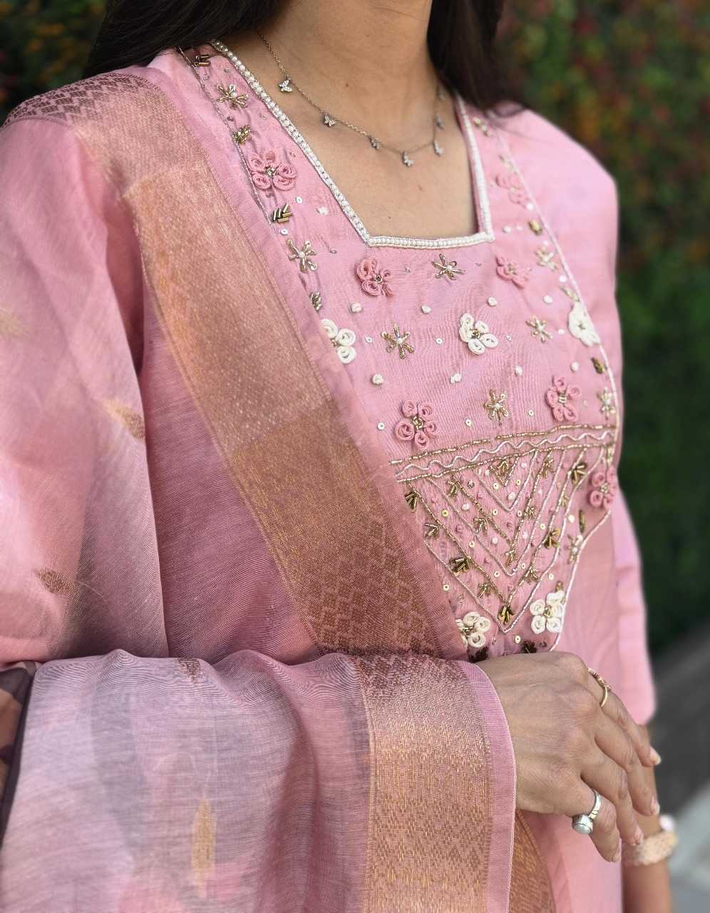 Heavy Roman Silk  Embroidery Suit