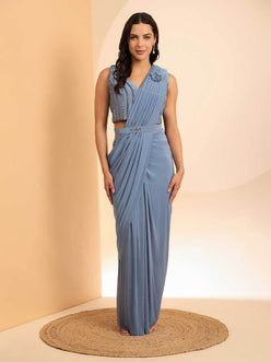 Designer Ready To Wear Party Wear Saree - MYLUXURY LANE ENTERPRISE