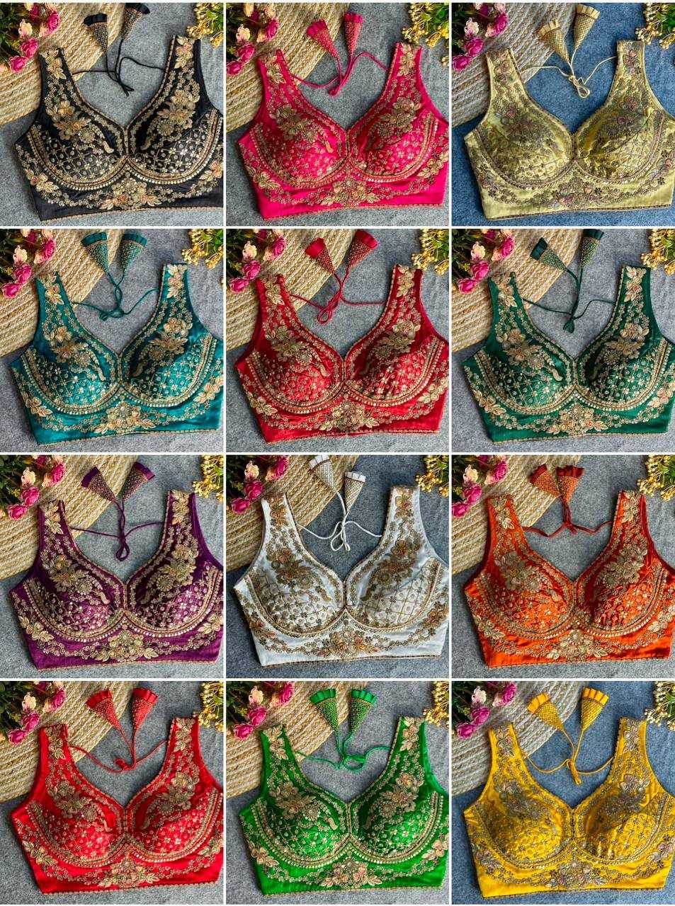 Italian Silk V-Neck Sequence Embroidery Blouse - MYLUXURY LANE ENTERPRISE