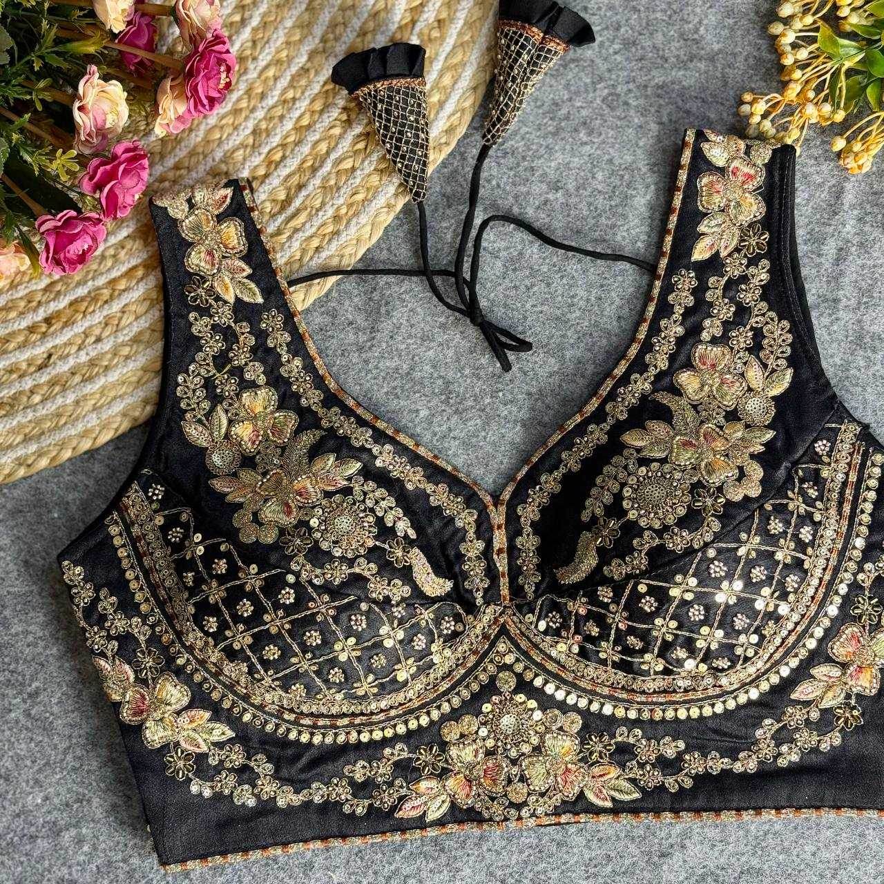 Italian Silk V-Neck Sequence Embroidery Blouse - MYLUXURY LANE ENTERPRISE