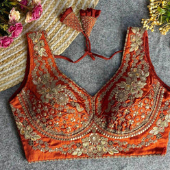 Italian Silk V-Neck Sequence Embroidery Blouse - MYLUXURY LANE ENTERPRISE