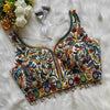 ITALIAN SILK READYMADE V-NECK SEQUENCE EMBROIDERY SLEEVELESS KUTCH WORK BLOUSE - MYLUXURY LANE ENTERPRISE