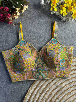 Italian Silk Spaghetti Readymade Sequence Embroidery Blouse - MYLUXURY LANE ENTERPRISE