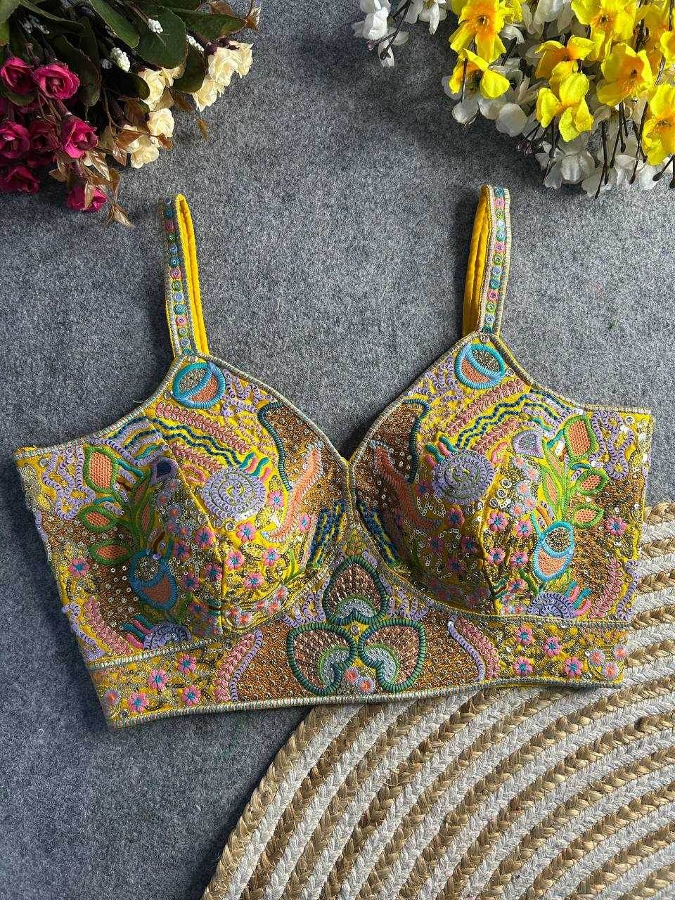 Italian Silk Spaghetti Readymade Sequence Embroidery Blouse - MYLUXURY LANE ENTERPRISE