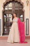 Jacquard Embroidered Gown With Dupatta - MYLUXURY LANE ENTERPRISE