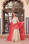 Jacquard Embroidered Gown With Dupatta - MYLUXURY LANE ENTERPRISE