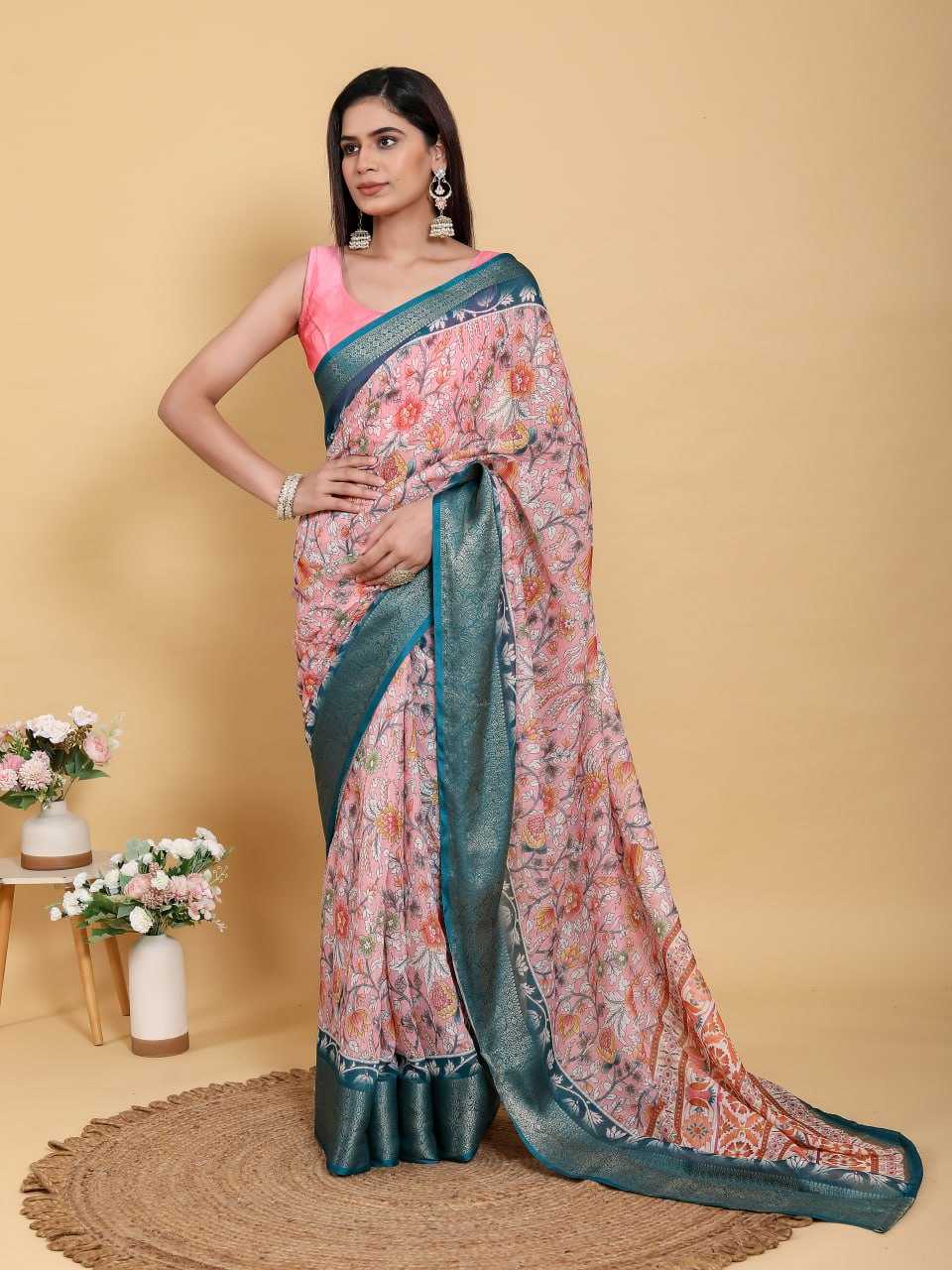 Jacquard  Printed Cotton Sarees