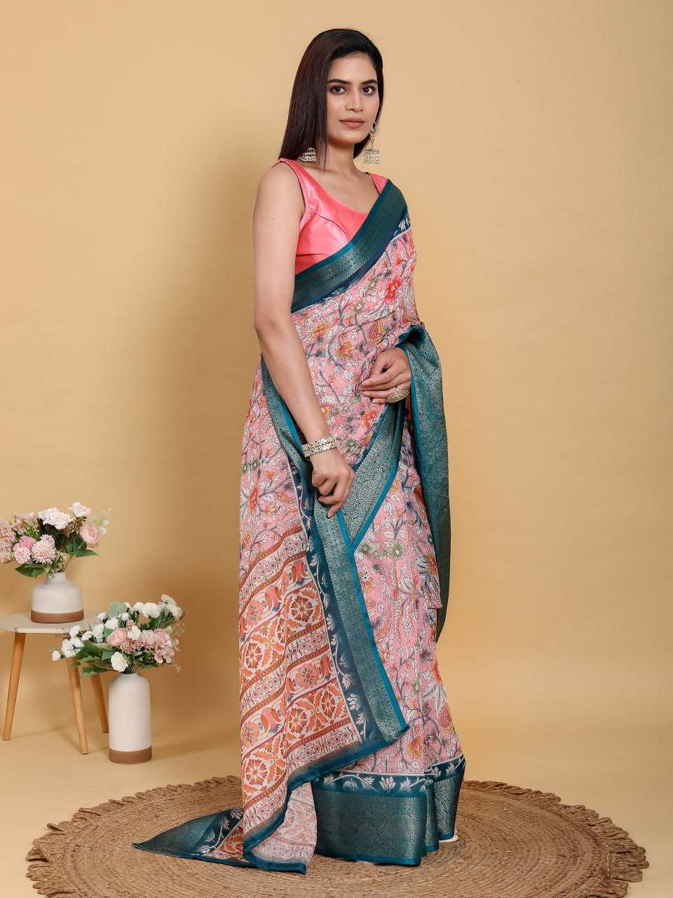 Jacquard  Printed Cotton Sarees