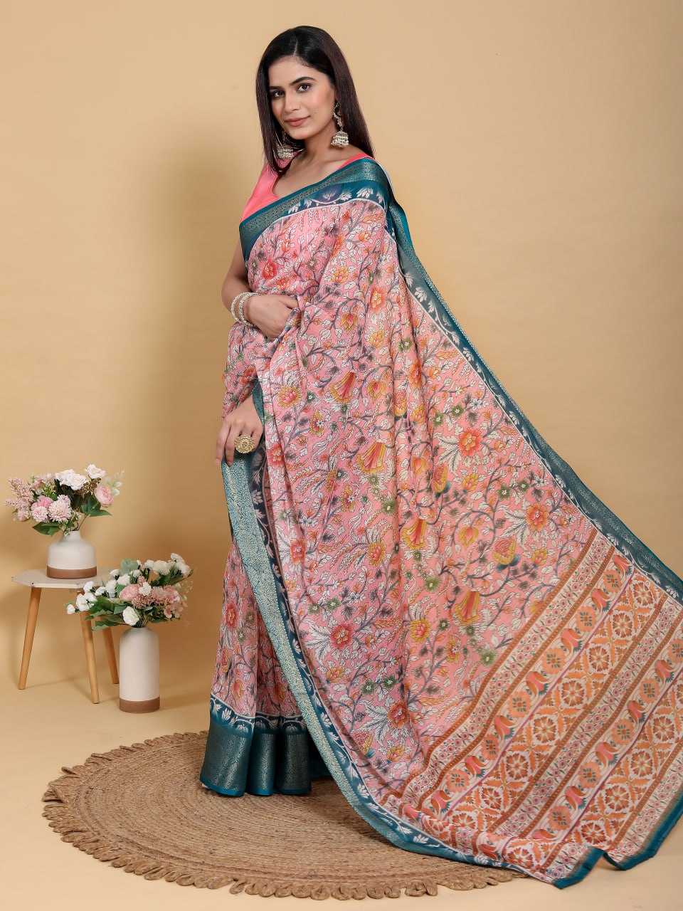 Jacquard  Printed Cotton Sarees