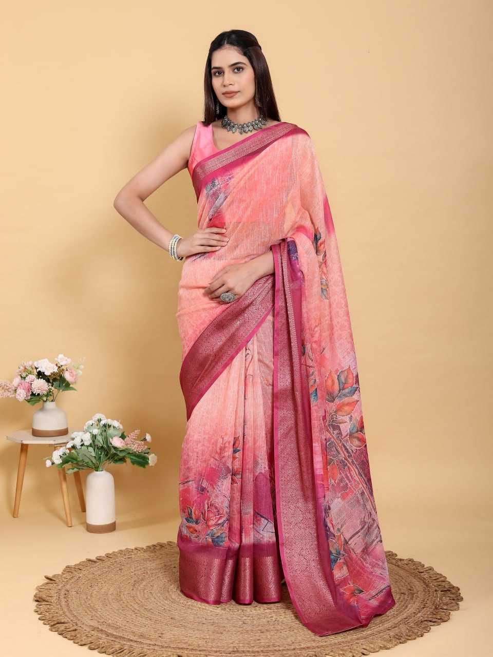 Jacquard  Printed Indian Sarees