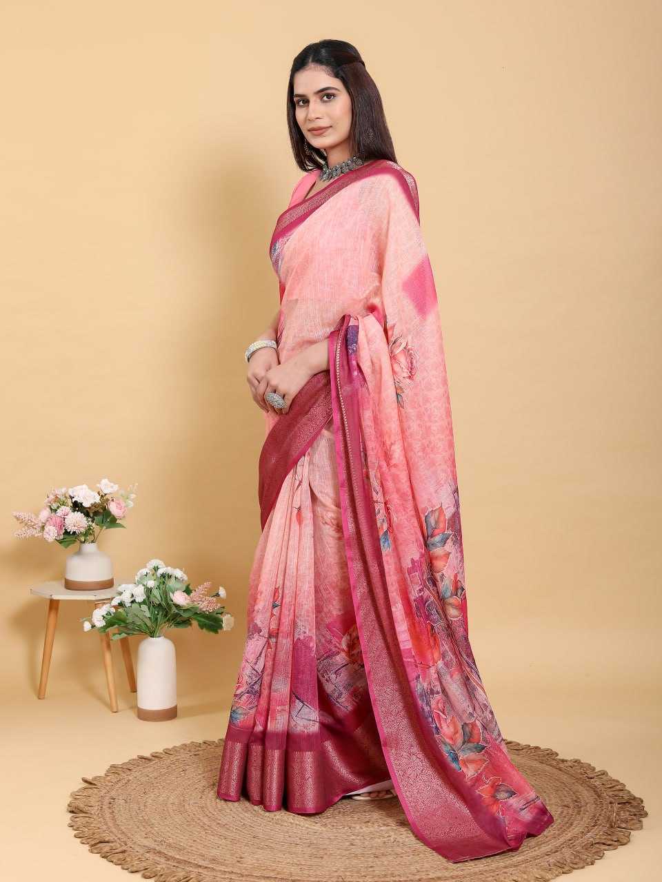 Jacquard  Printed Indian Sarees