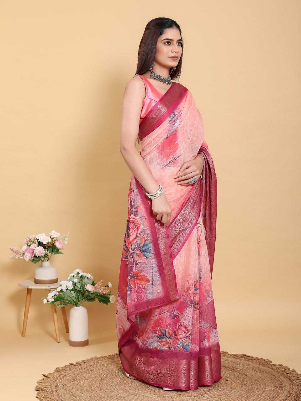 Jacquard  Printed Indian Sarees