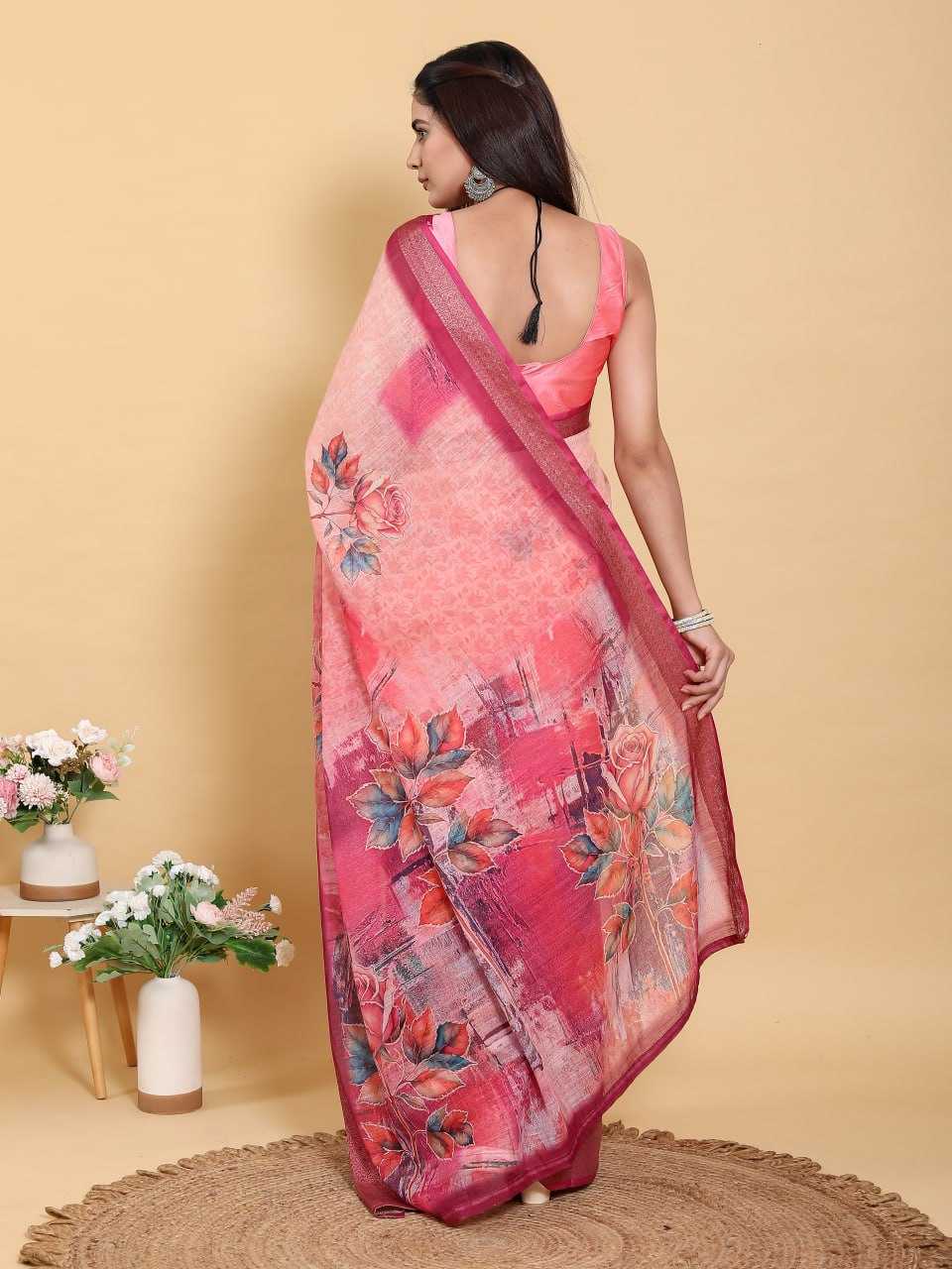 Jacquard  Printed Indian Sarees