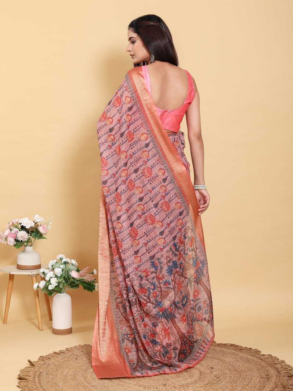Jacquard  Party Wear  Cotton Linen Sarees