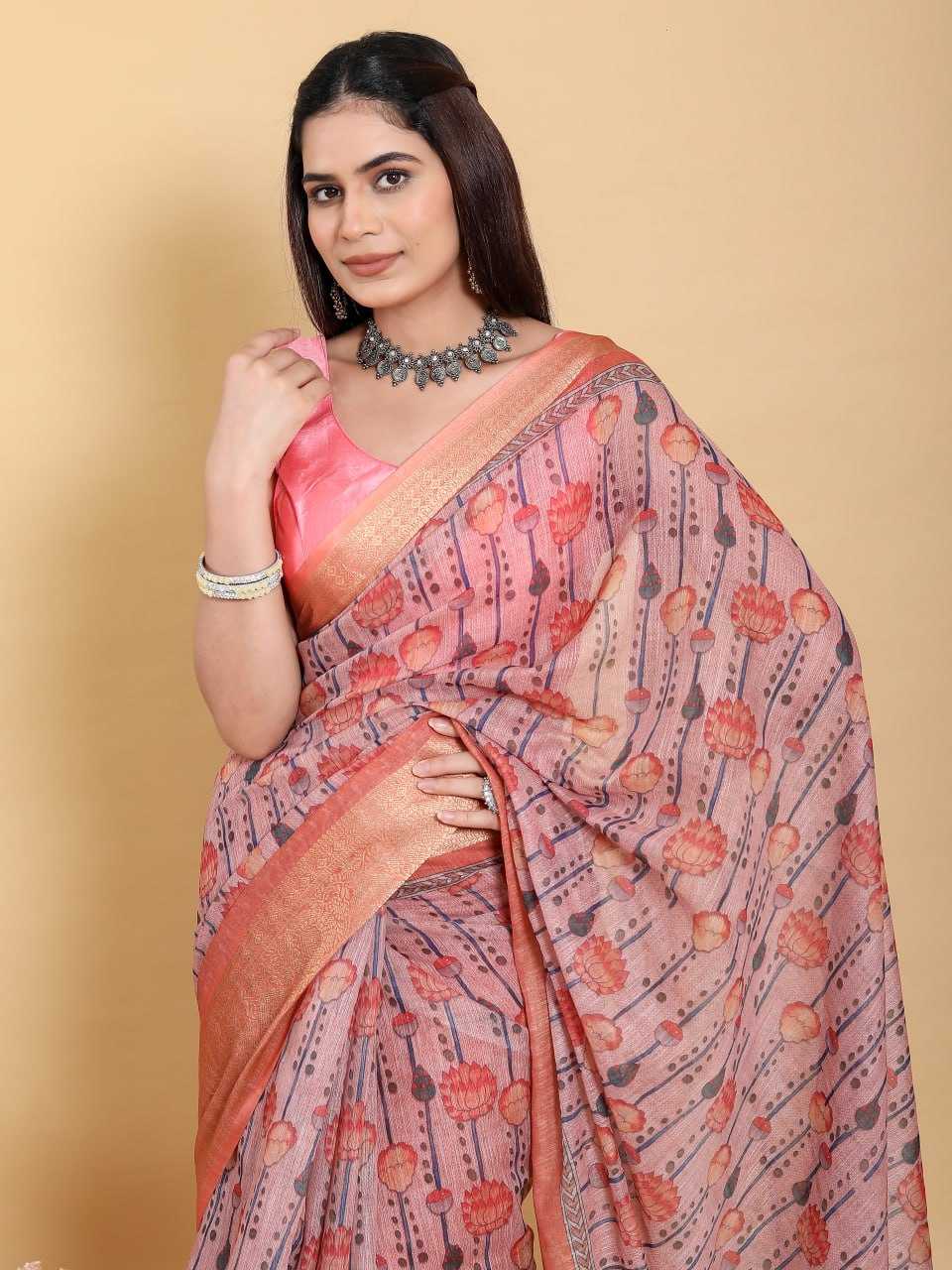 Jacquard  Party Wear  Cotton Linen Sarees