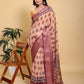 Jacquard  Printed Cotton Linen Jacquard Saree