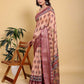Jacquard  Printed Cotton Linen Jacquard Saree
