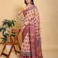 Jacquard  Printed Cotton Linen Jacquard Saree