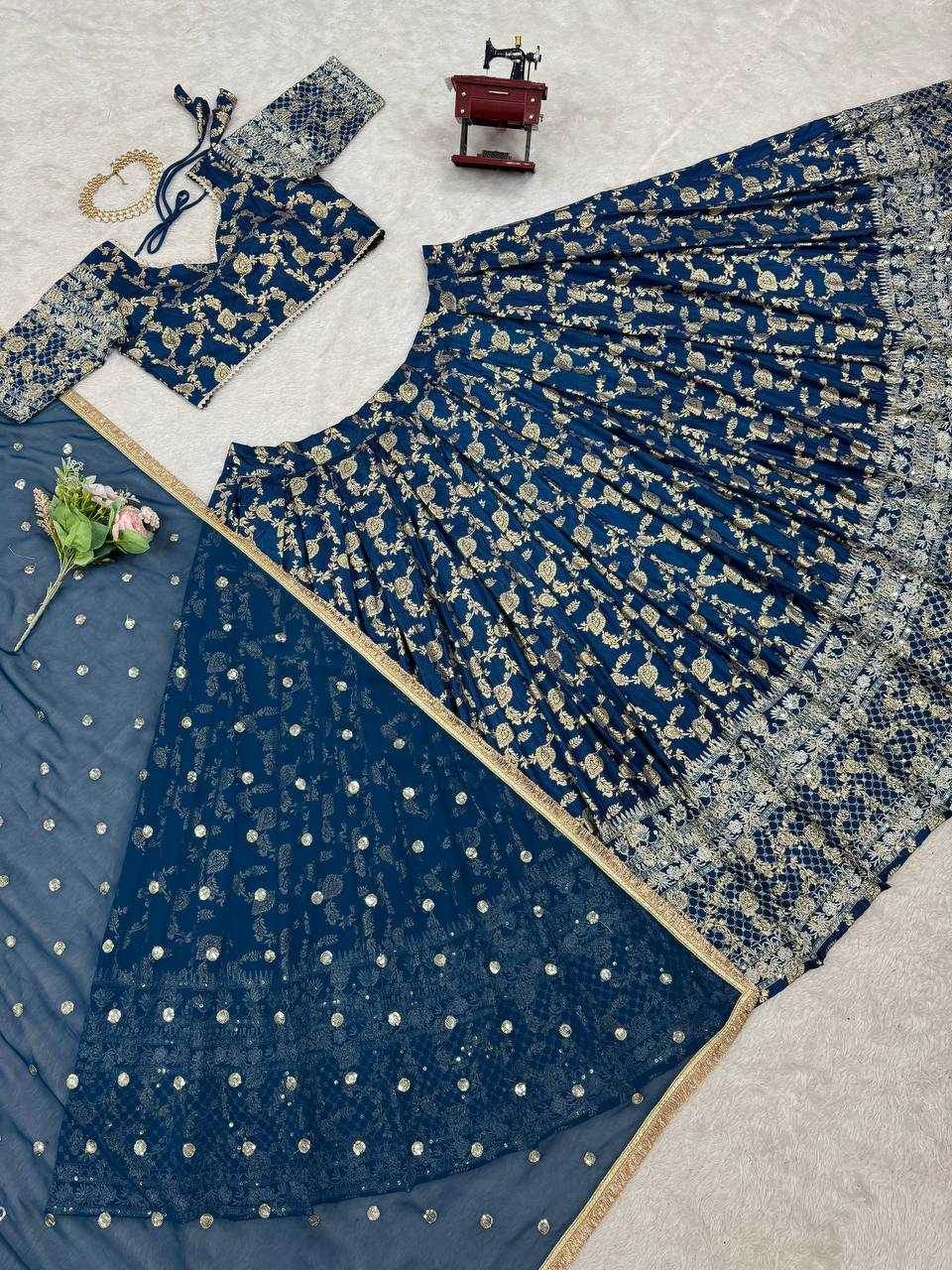 Jacquard Designer Lehenga Choli With Dupatta Sequins - MYLUXURY LANE ENTERPRISE