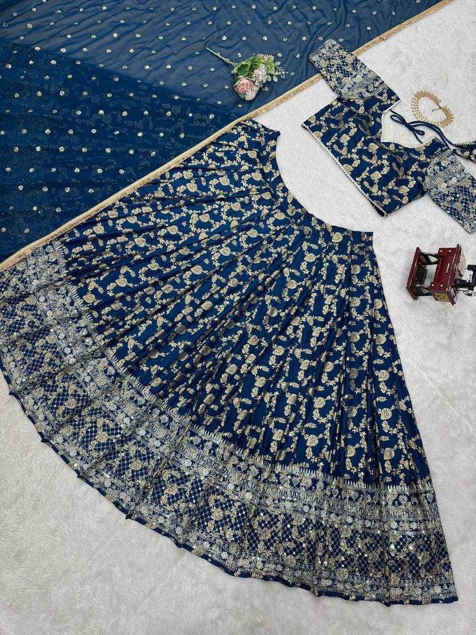 Jacquard Designer Lehenga Choli With Dupatta Sequins - MYLUXURY LANE ENTERPRISE