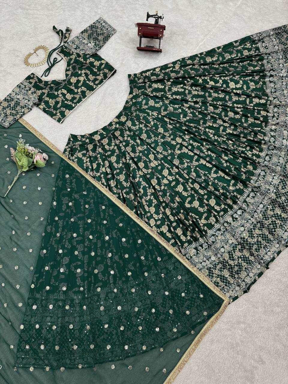 Jacquard Designer Lehenga Choli With Dupatta Sequins - MYLUXURY LANE ENTERPRISE
